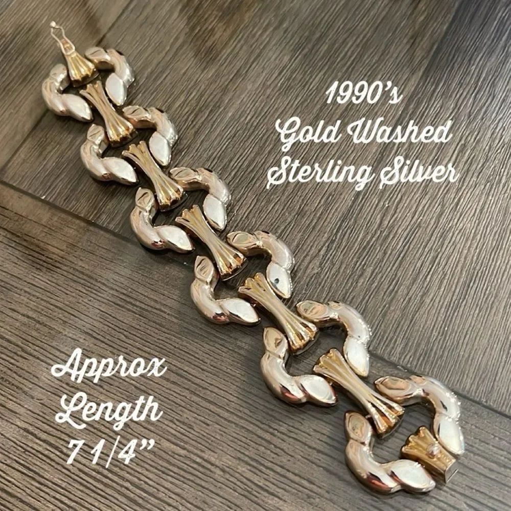 1990’s Giant Link Sterling Silver & Gold Bracelet